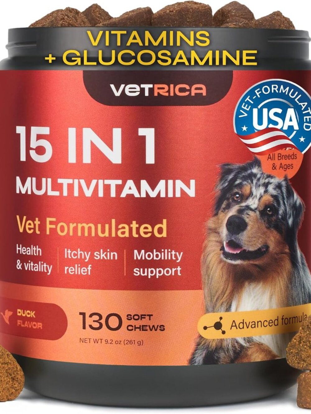 15 in 1 Dog Multivitamin Chews Hip & Joint, Immune System, Coat Supplement